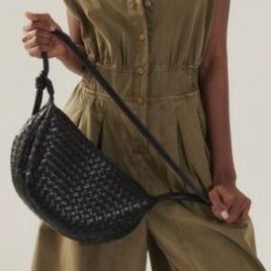 BRAND NEW Anthropologie Black Woven Shoulder Bag